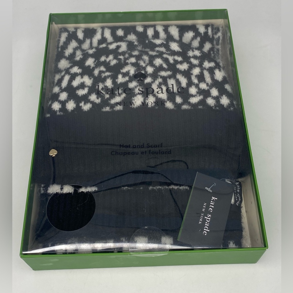 Kate Spade Monochrome Hat and Scarf Set